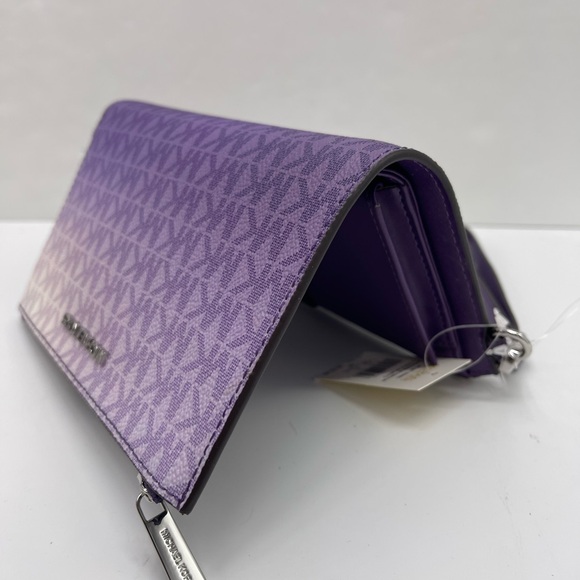 MICHAEL KORS Jet Set Large Ombré Signature Logo Double Zip Wristlet Phone Holder - Picture 16 of 16